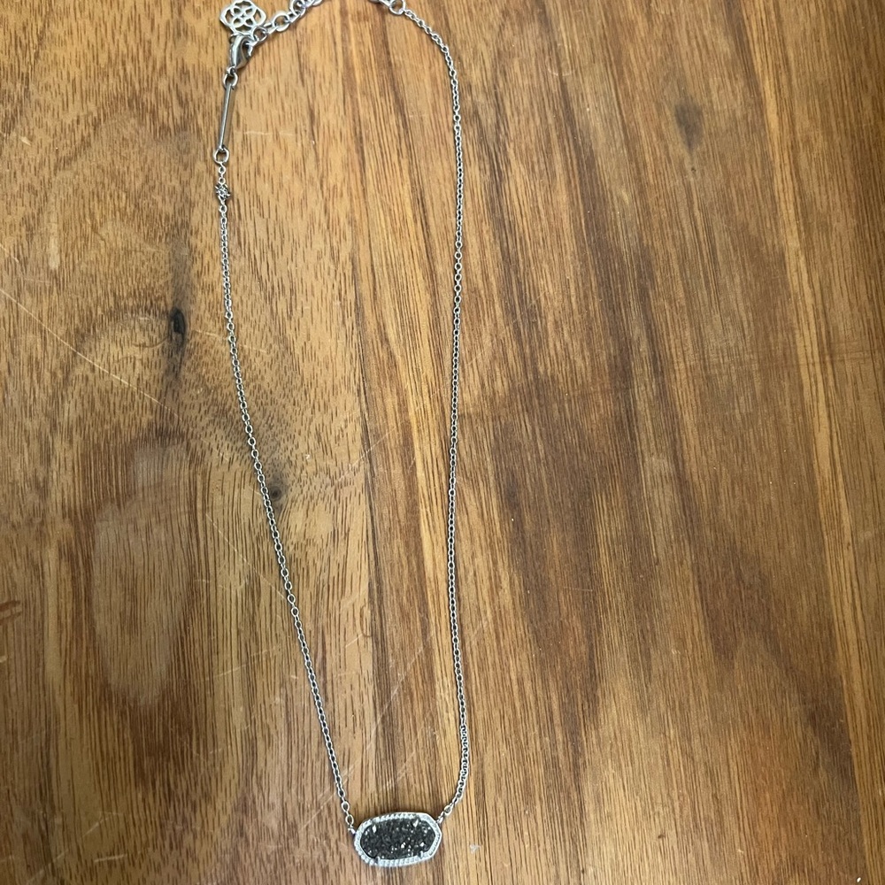 Kendra Scott Elisa Drusy Rhodium Black Necklace